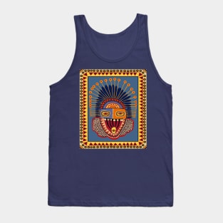 VooDou Tribal Spirit Mask - Yellow Blue Orange Tank Top